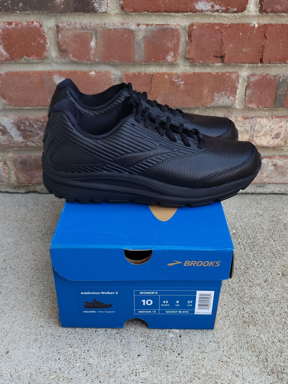 Brooks Addiction Walker 2 Black Athletic Shoes Size 10 Cushioned Support Comfort